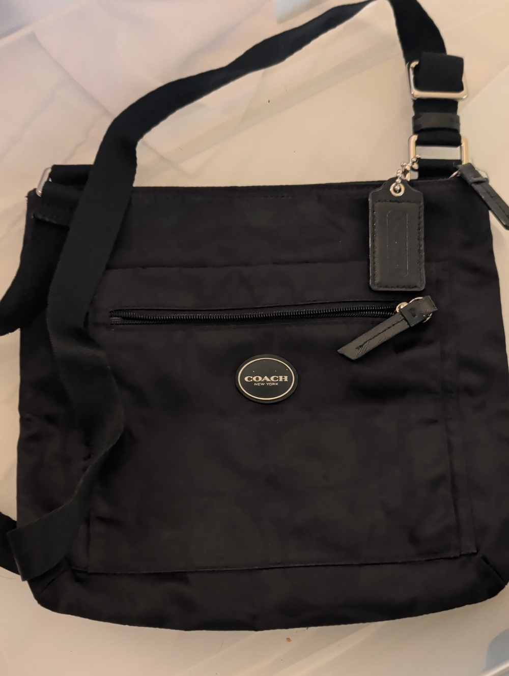 Coach Black Nylon Crossbody Shoulder Bag with Logo Patch